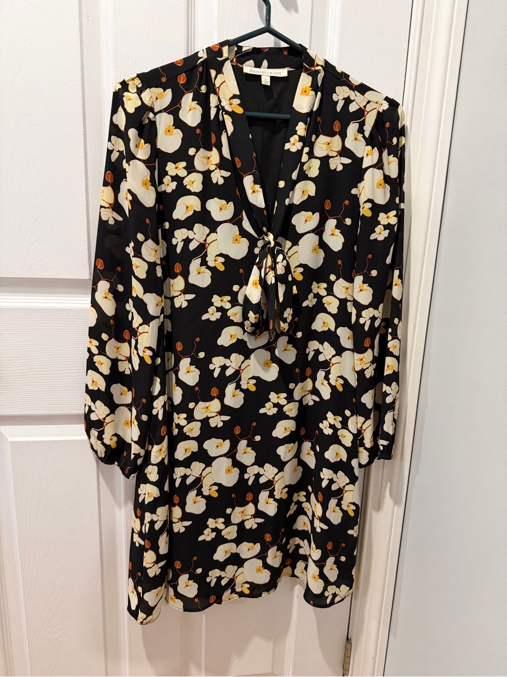Daniel Rainn Orchid Print front tie dress